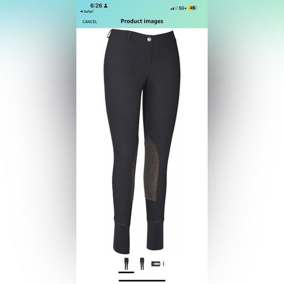 tuffrider Pants - uffrider Ladies Ribb Lowrise Pull-on Knee Patch Breeches- Black. Size 26. NWT.